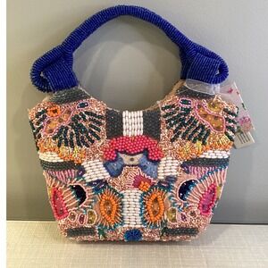 Tik Tok Viral Beaded Bag Purse TJ Maxx - Blue Pink Orange Boho - NWT